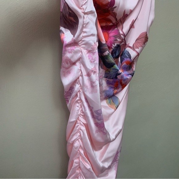 BHLDN Callie Sleeveless Ruched Printed Charmeuse Midi Dress Pink Size XL New NWT - Picture 10 of 16